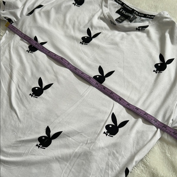 Playboy White T-Shirt with Black Bunny Print - Picture 3 of 8